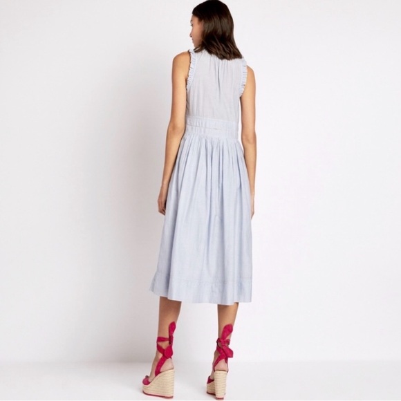 Ulla Johnson Striped Virginie Dress Blue White Maxi Lined Size 2 Women's Coastal - Picture 3 of 16